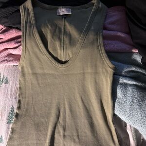 Sleek Olive V-Neck Tank Top